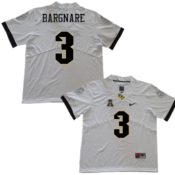 Men #3 Jaquarius Bargnare UCF Knights College Football Jerseys Sale-White